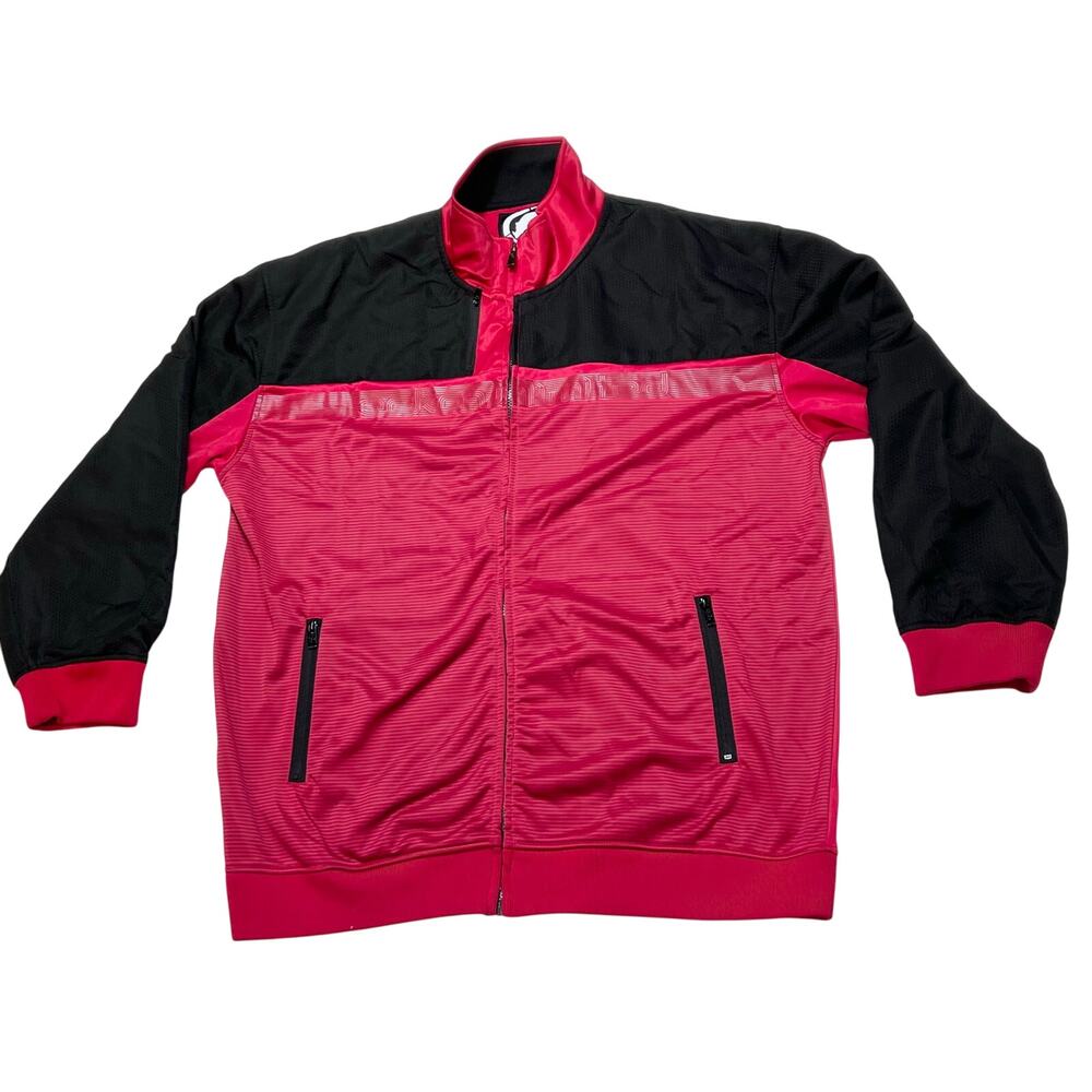 Vintage Ecko Unltd Fleece Jacket Men 3XL Red Black Full Zipper Front Pockets